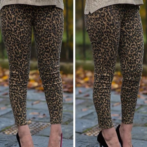 J Brand Alana High Rise Crop Skinny Jean Pants Golden Leopard Size 27 - Picture 1 of 9